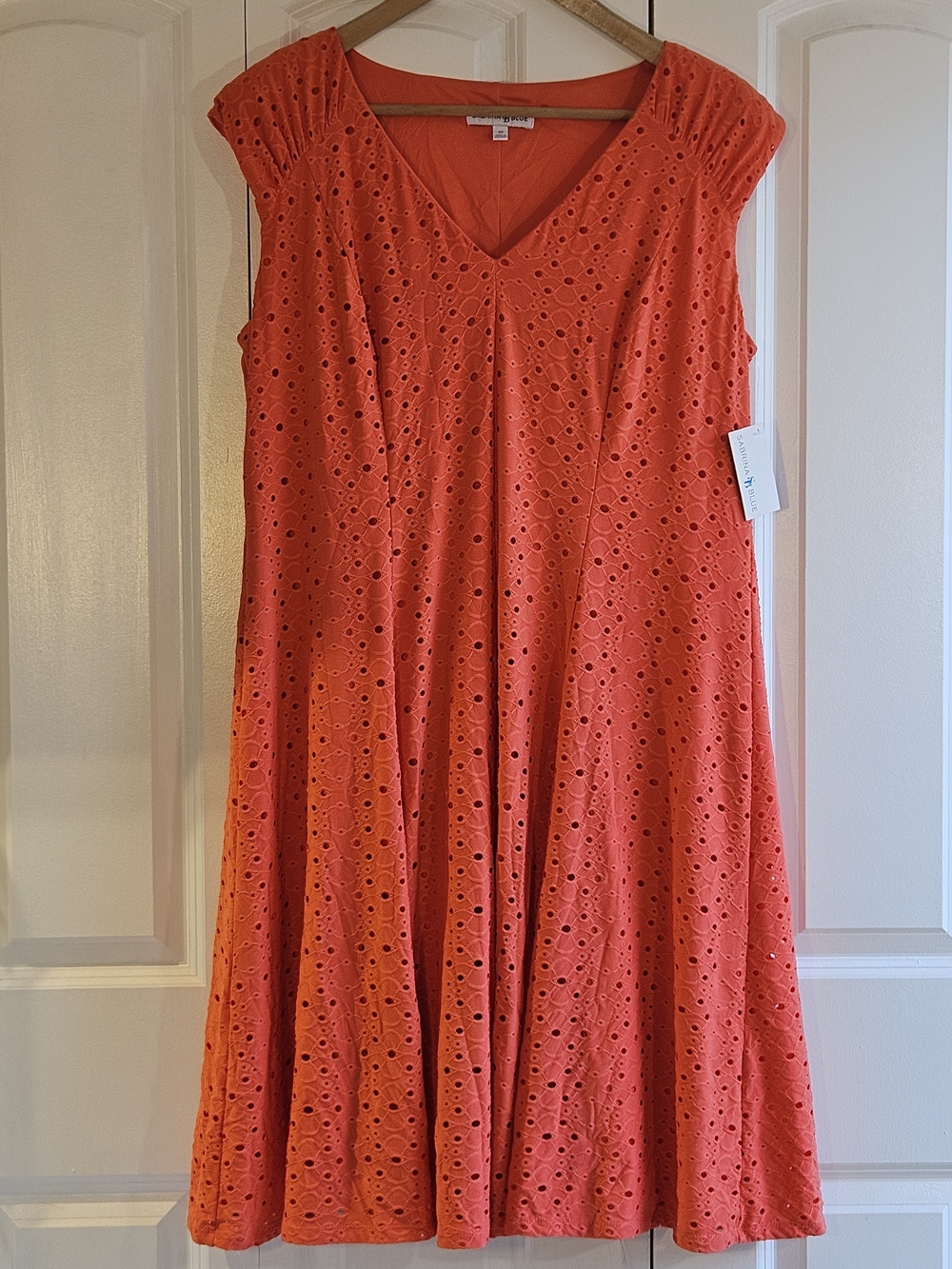Sabrina Blue Womens Dress 2XL Coral Eyelet Summer Resortwear Vacation Casual NWT